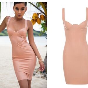 House Of CB, 'Pacha'  Nude Strappy Underwired Vinyl Dress, Size XS
